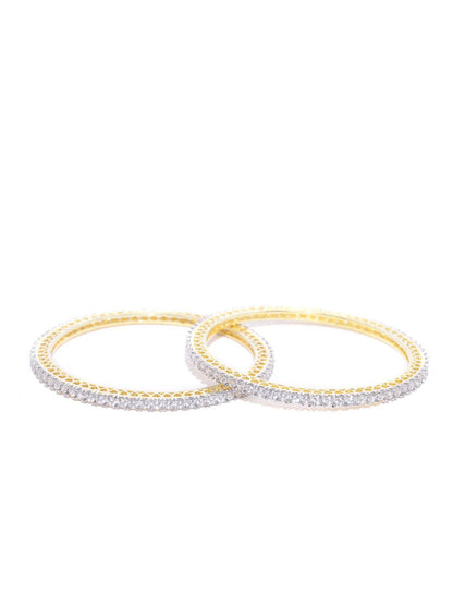 Set Of 2 Gold-Plated American Diamond Studded Bangles