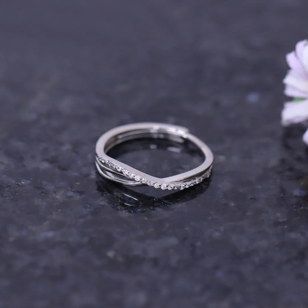 Silver Crystal Adjustable Ring