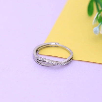 Silver Crystal Adjustable Ring