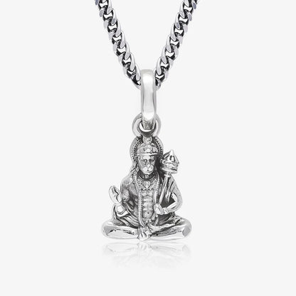 Oxidized Hanuman ji Silver Pendant