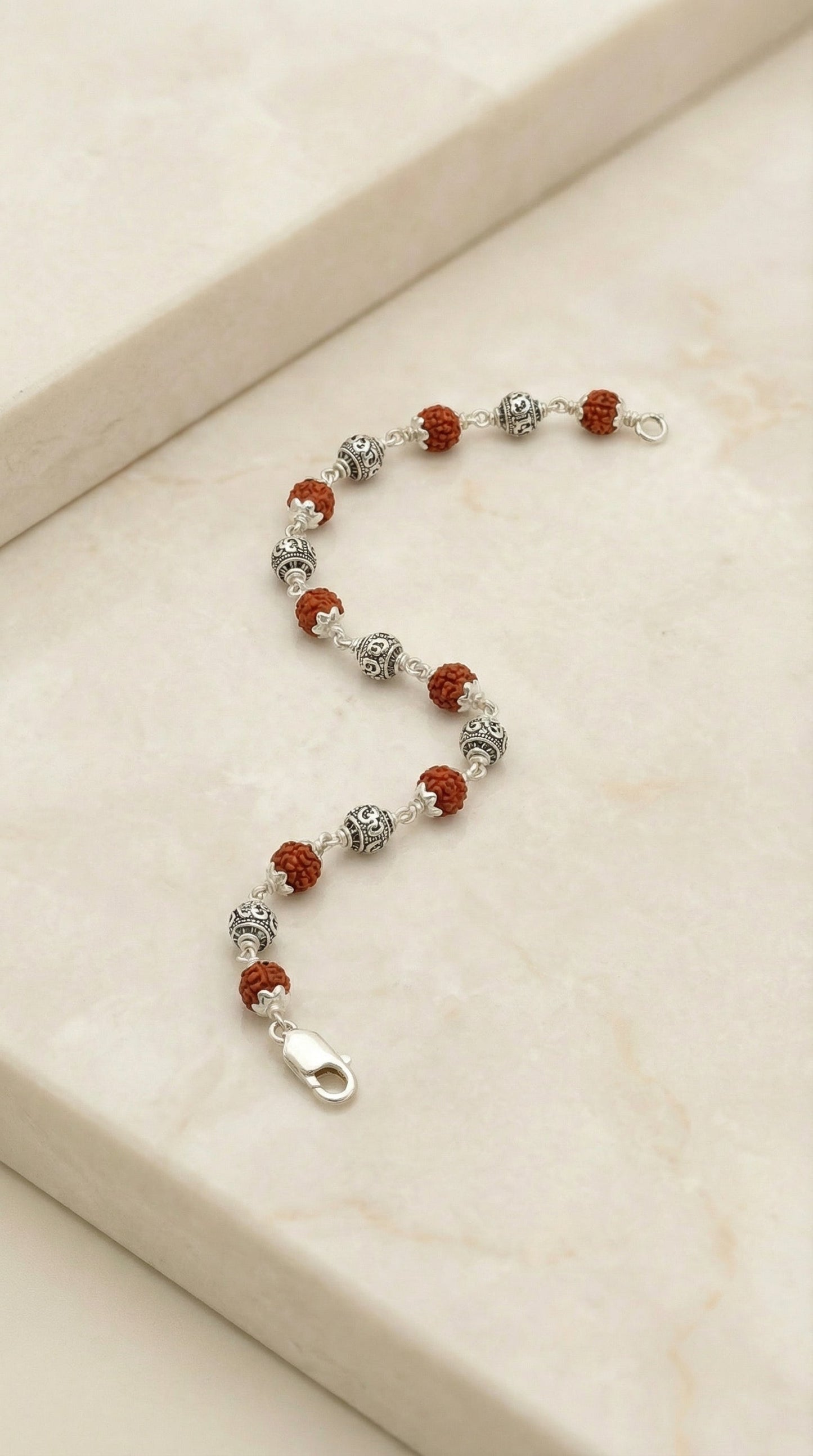 Silver Om Rudraksha Bracelet