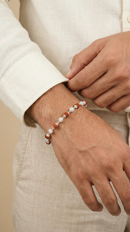 Silver Moti Rudraksha Bracelet