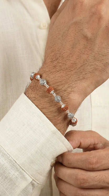 Silver Om Rudraksha Bracelet