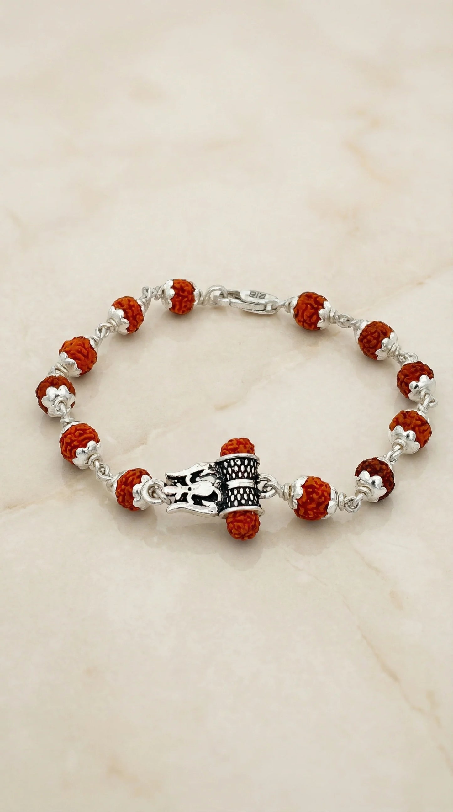 Silver Shiv Trishul Rudraksha Bracelet