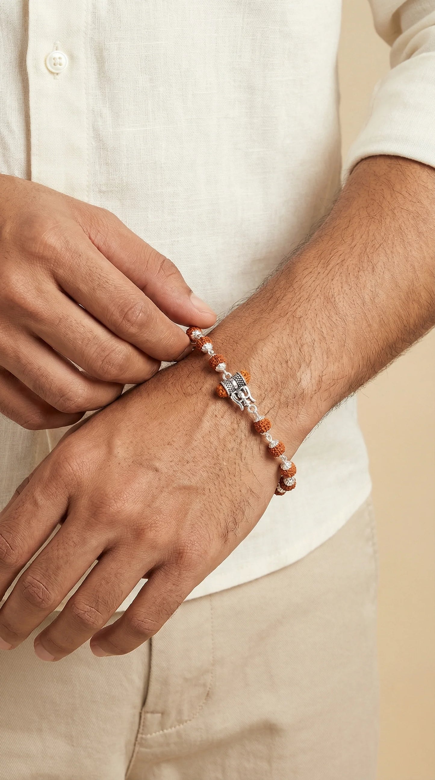 Silver Shiv Trishul Rudraksha Bracelet