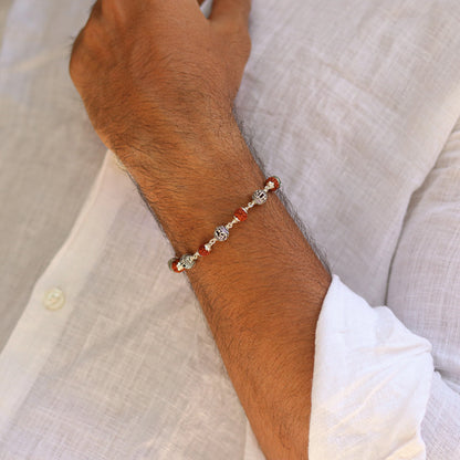 Silver Om Namah Shivay Rudraksha Bracelet