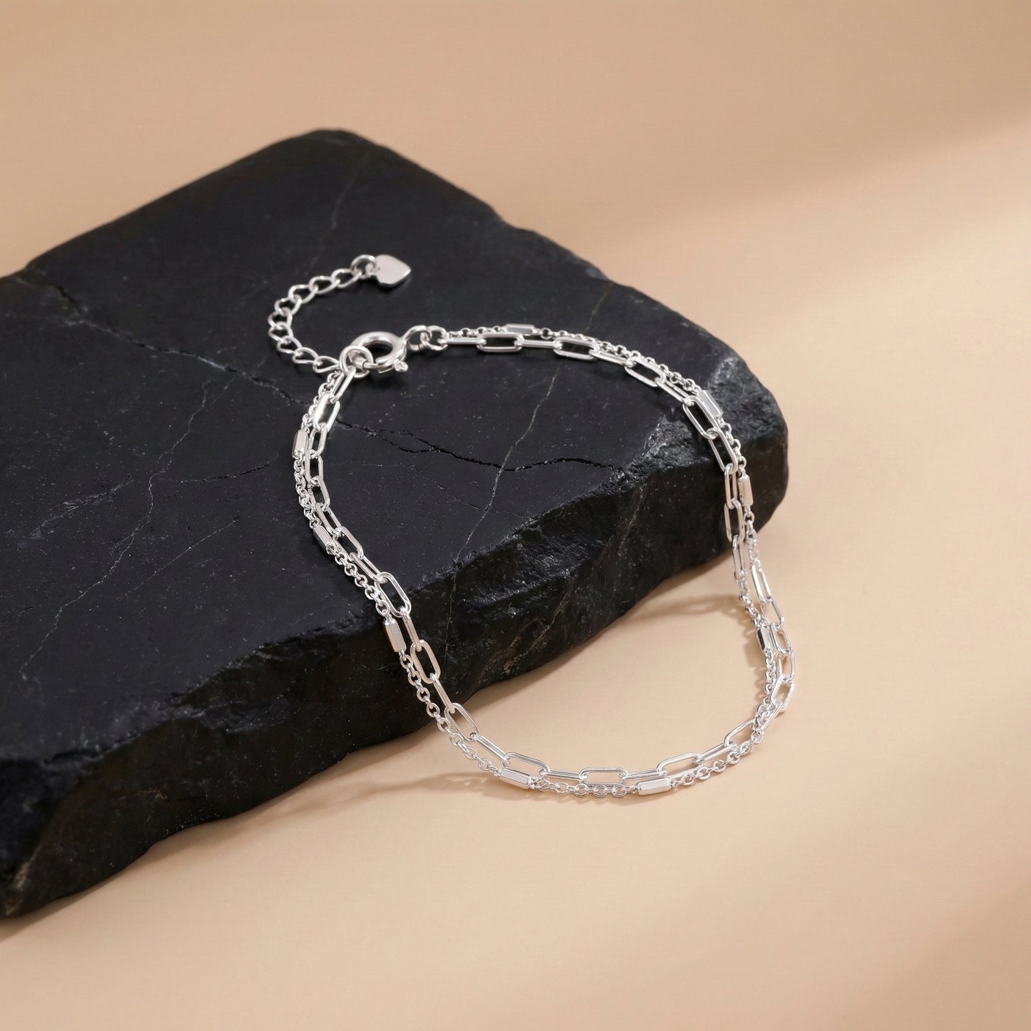 Handcrafted silver link bracelet for women and men