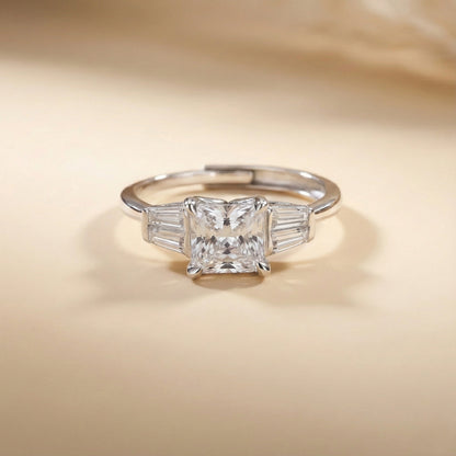 Diamond ring with a beige background