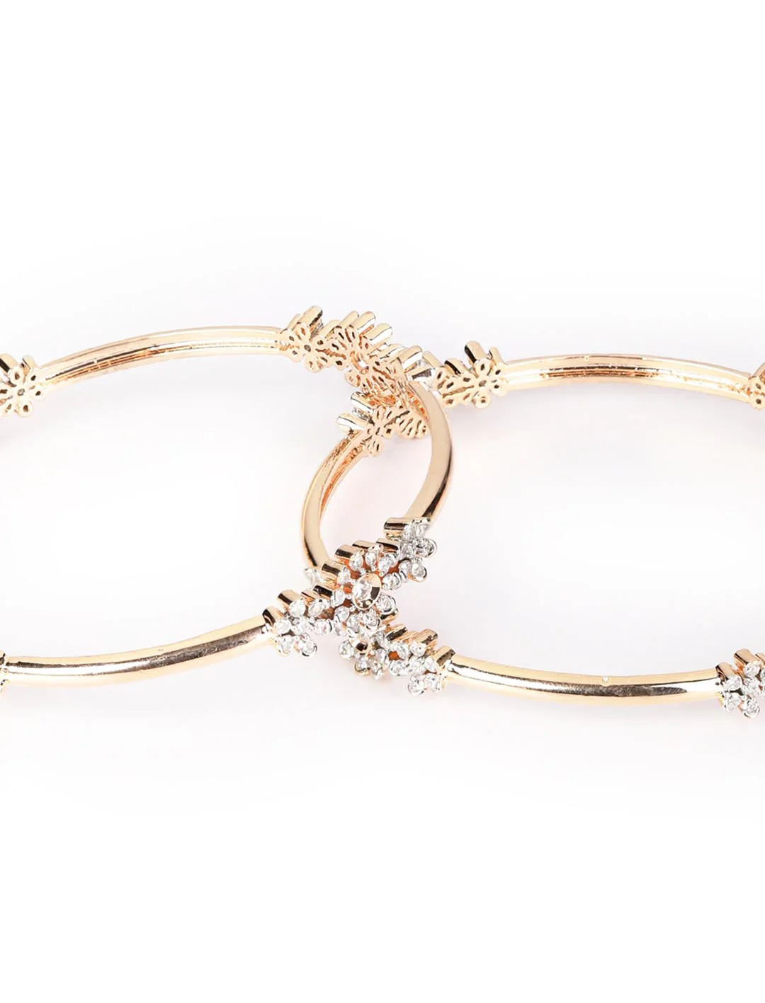 Alluring Appeal - Set of 2 American Diamond Rose Gold Plated Bangles Set