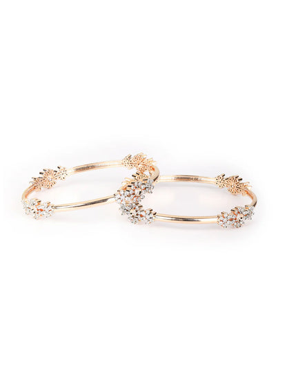 Alluring Appeal - Set of 2 American Diamond Rose Gold Plated Bangles Set