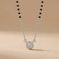 Black bead mangalsutra necklace with flower-shaped diamond pendant