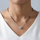 Silver mangalsutra with black beads and heart-shaped diamond pendant