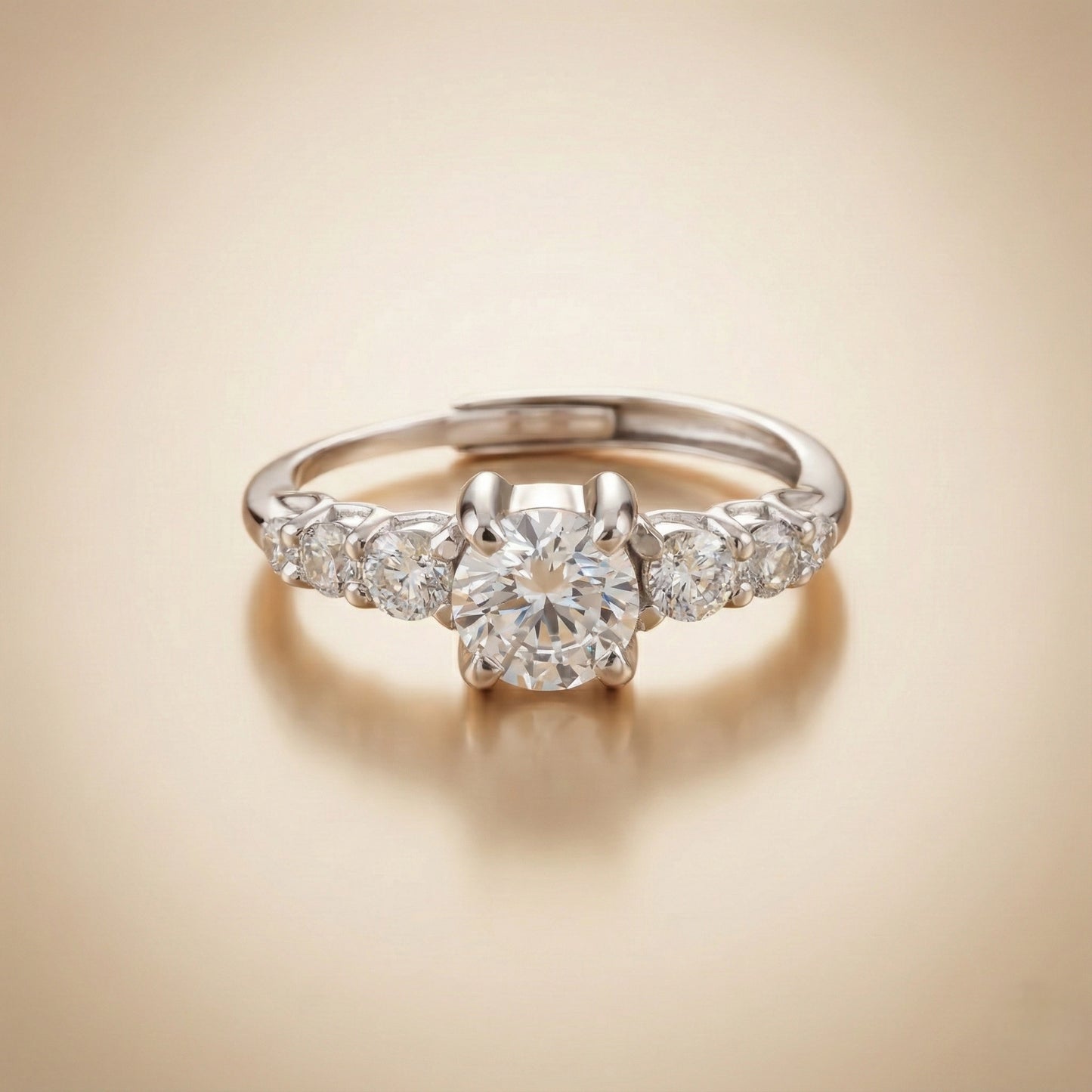 Diamond ring on a beige background
