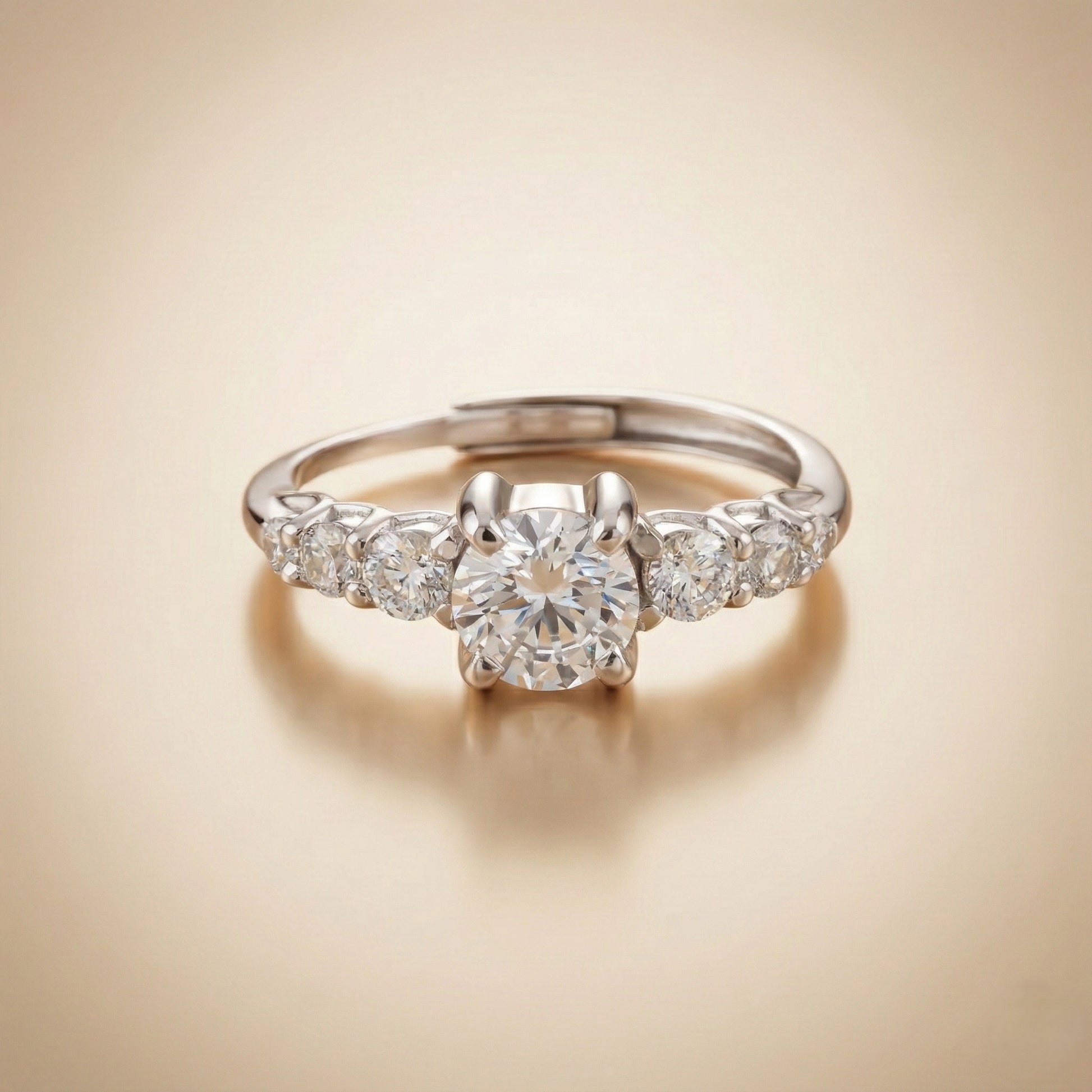 Diamond ring on a beige background