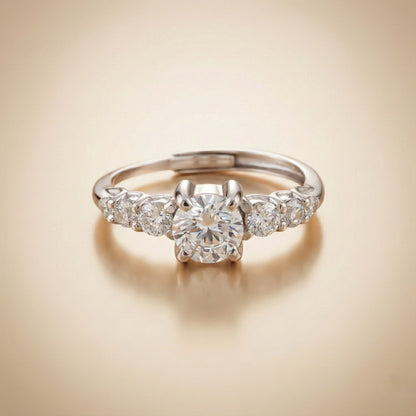 Diamond ring on a beige background