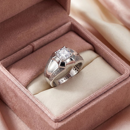 Cushion Solitaire Diamond Ring in 925 Silver Jewellery with Designed Band