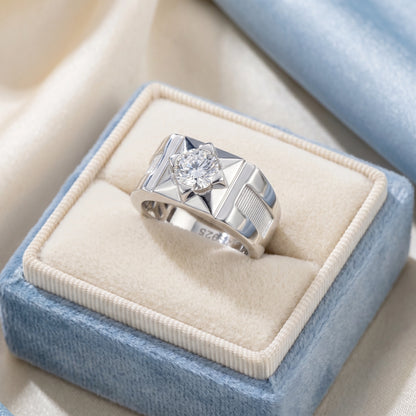 Round Solitaire Ring in 925 Silver Jewellery with Structured Professional Design