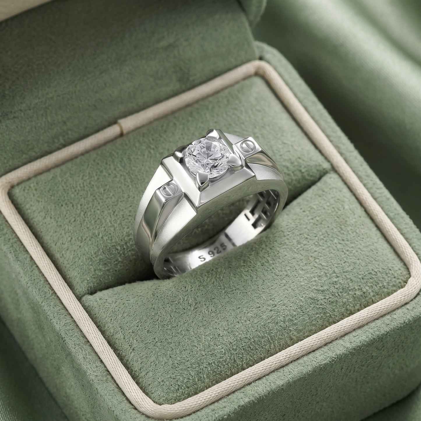 Round Solitaire Ring in 925 Silver Jewellery for Daily Wear with Minimal Structured Design