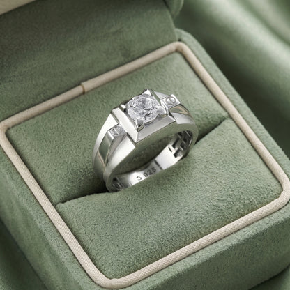 Round Solitaire Ring in 925 Silver Jewellery for Daily Wear with Minimal Structured Design