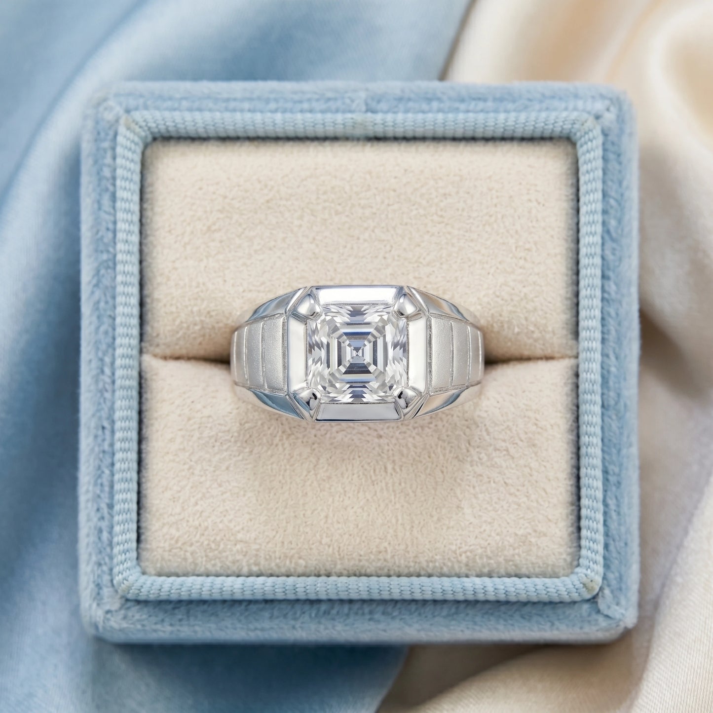 Octagon Diamond Ring in 925 Silver Jewellery with Bezel Band Design for Modern Elegance