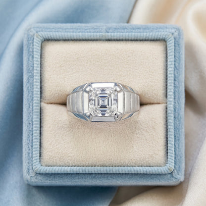 Octagon Diamond Ring in 925 Silver Jewellery with Bezel Band Design for Modern Elegance