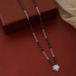 Modern silver mangalsutra featuring black beads and square pendant