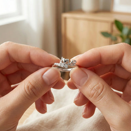 Heart & Diamond 925 Sterling Silver Ring
