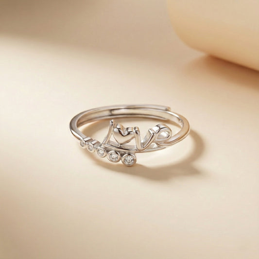 Heart & Diamond 925 Sterling Silver Ring – A Timeless Symbol of Love and Affection