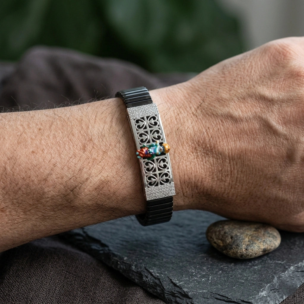 925 Silver Spiritual Jewellery Krishnaji Mina Diamond Bracelet