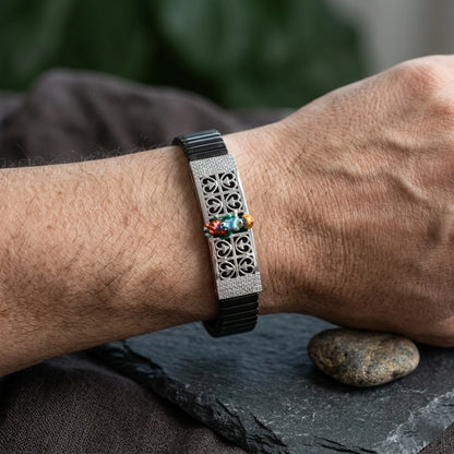 925 Silver Spiritual Jewellery Krishnaji Mina Diamond Bracelet