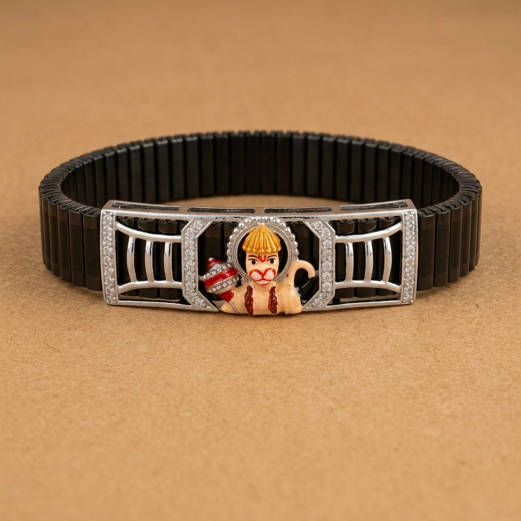 925 Silver Spiritual Jewellery Hanumanji Mina Diamond Bracelet