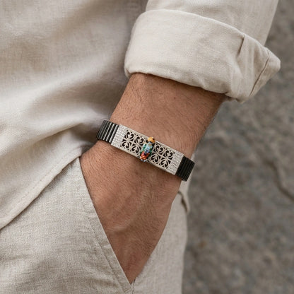 925 Silver Spiritual Jewellery Krishnaji Mina Diamond Bracelet