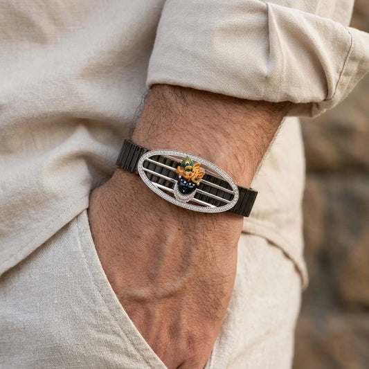 925 Silver Spiritual Jewellery Shreenathji Mina Diamond Bracelet