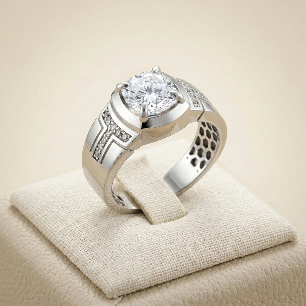 Men’s Silver Square Top Ring – Custom Fit
