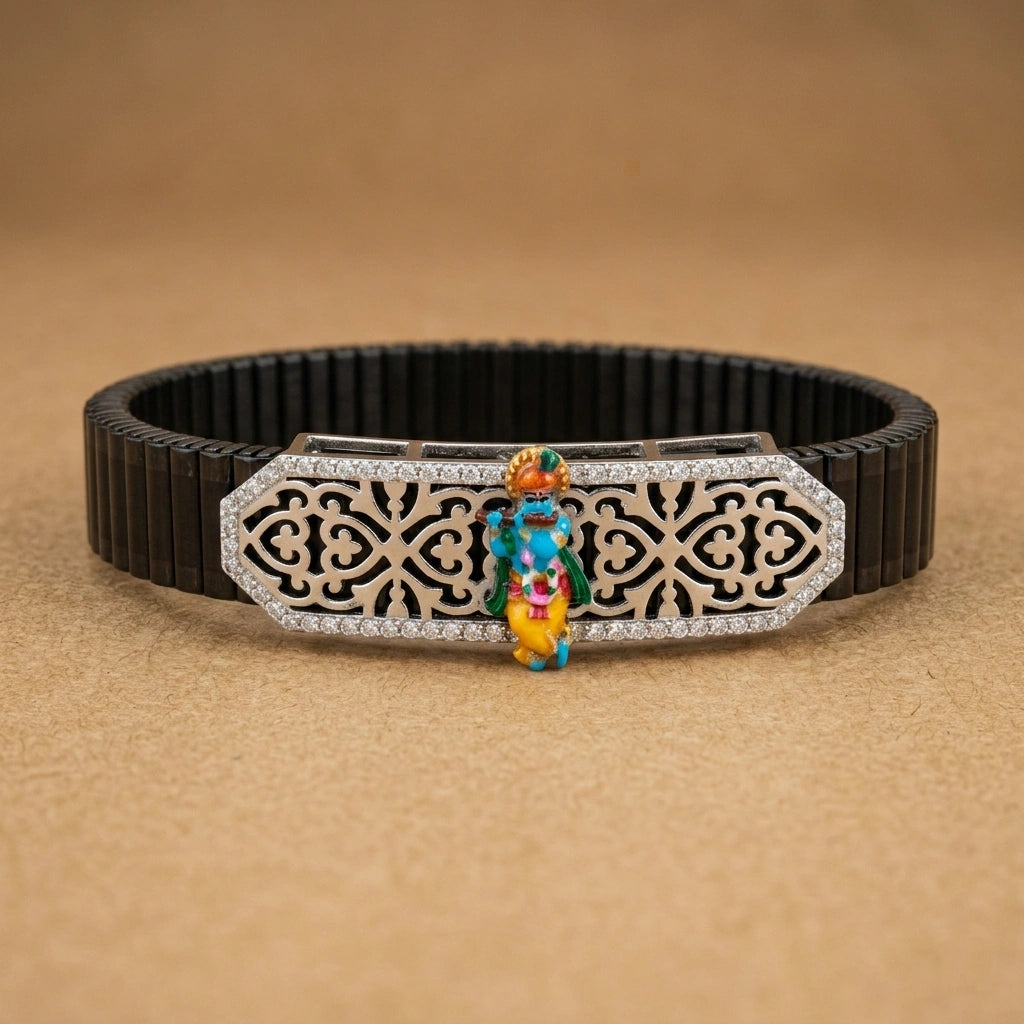 925 Silver Spiritual Jewellery Krishnaji Mina Diamond Bracelet