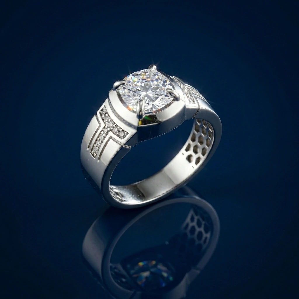 Men’s Silver Square Top Ring – Custom Fit