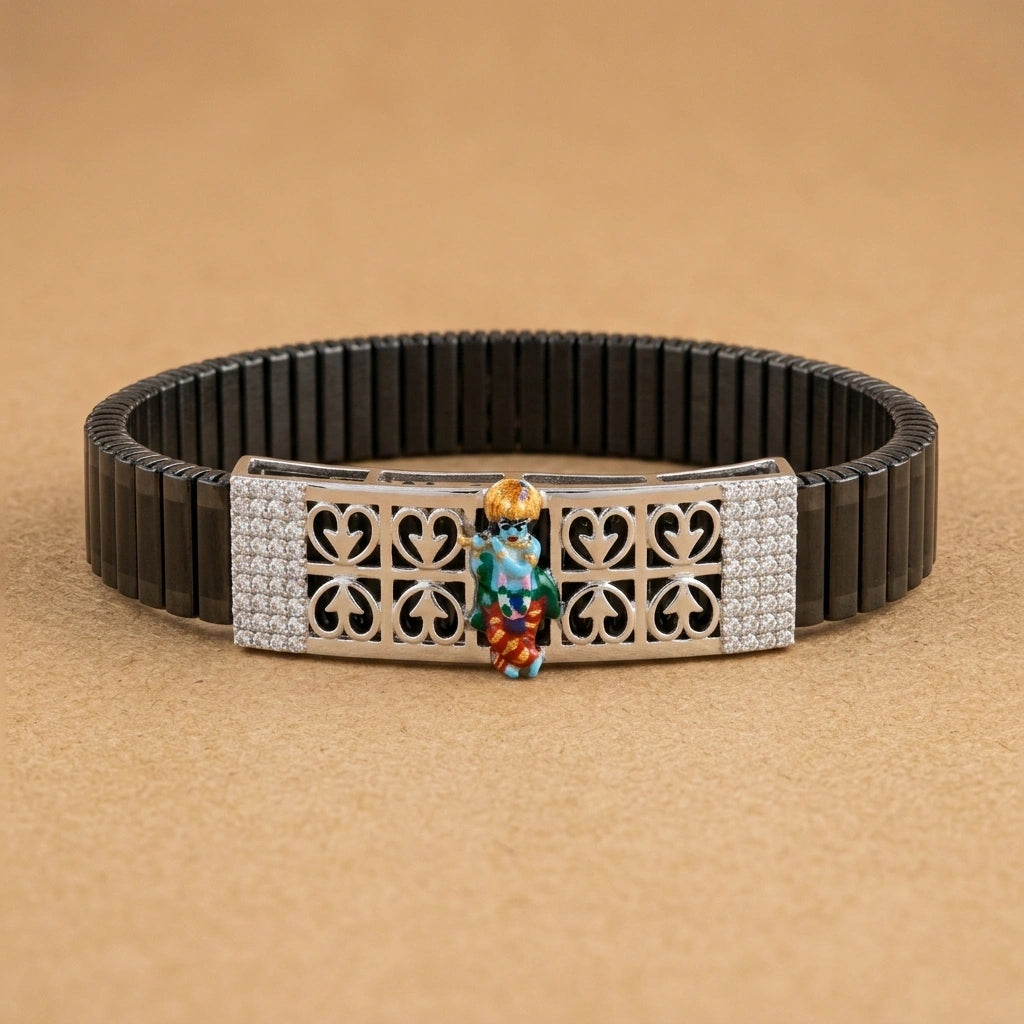 925 Silver Spiritual Jewellery Krishnaji Mina Diamond Bracelet