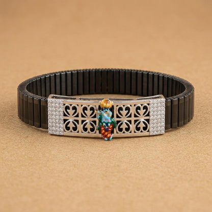 925 Silver Spiritual Jewellery Krishnaji Mina Diamond Bracelet