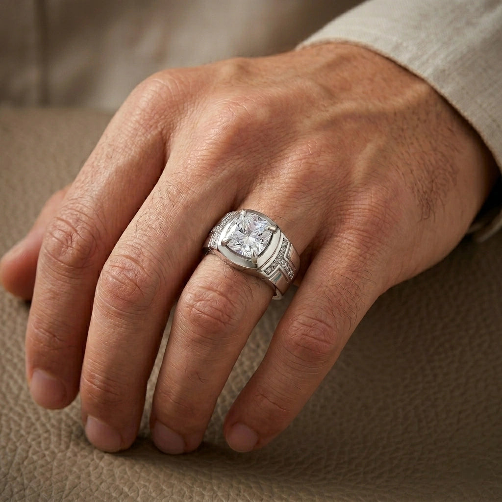 Men’s Silver Square Top Ring – Custom Fit