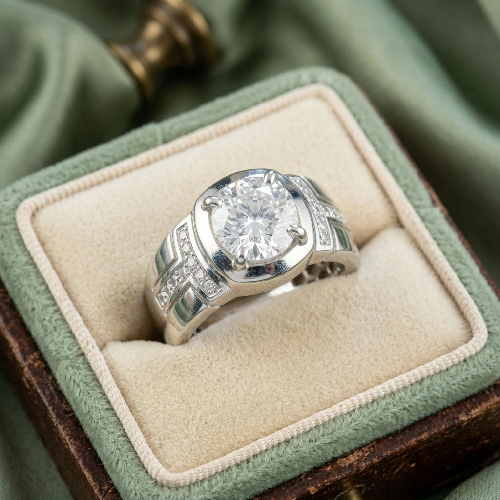 Men’s Silver Square Top Ring – Custom Fit