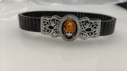 925 Silver Khatu Shyam Baba Minakari Bracelet with Mino & Diamond