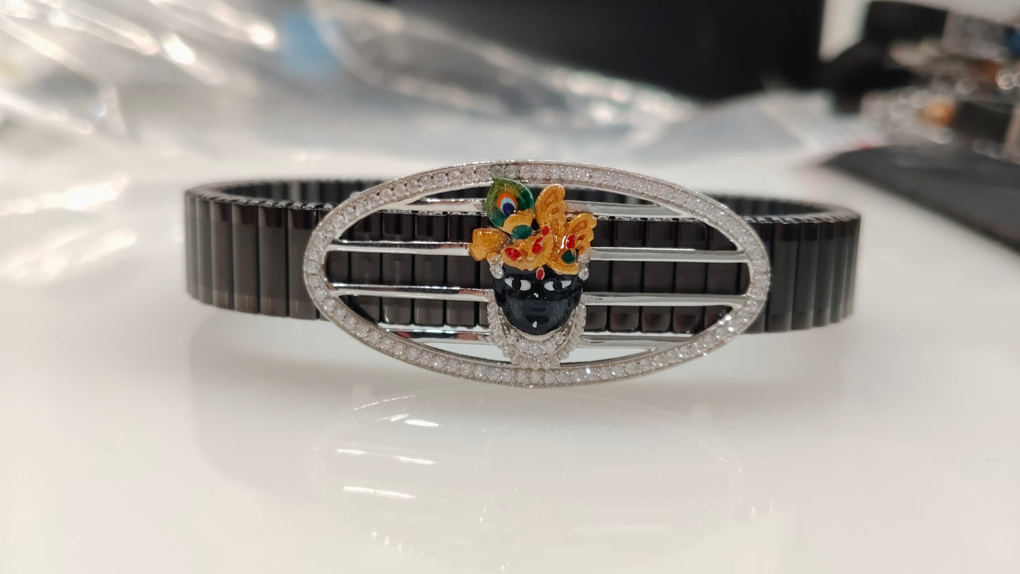 925 Silver Spiritual Jewellery Shreenathji Mina Diamond Bracelet