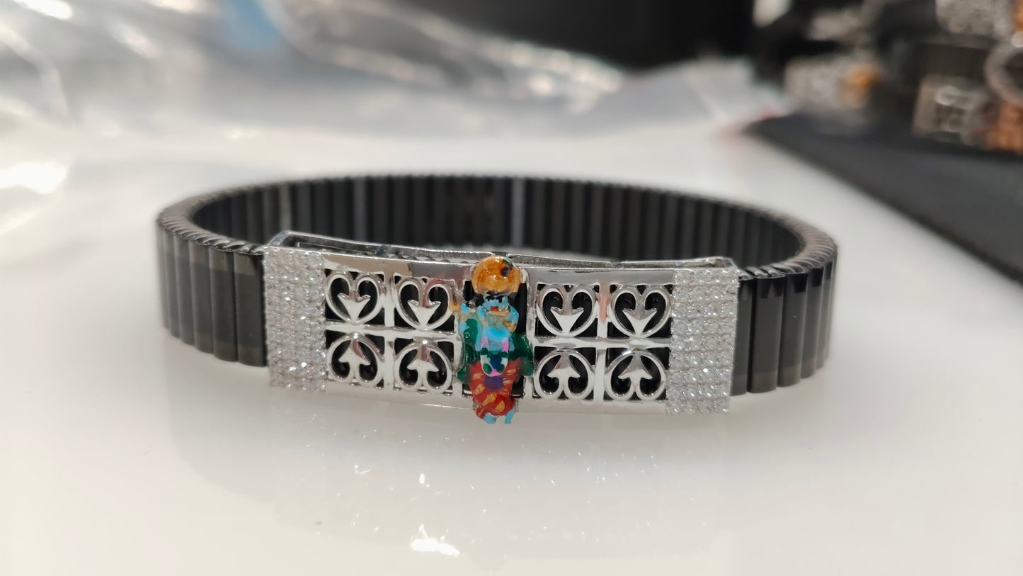 925 Silver Spiritual Jewellery Krishnaji Mina Diamond Bracelet