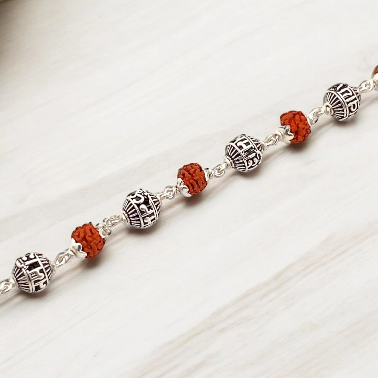 Silver Om Namah Shivay Rudraksha Bracelet