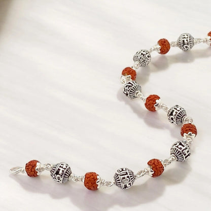 Silver Om Namah Shivay Rudraksha Bracelet