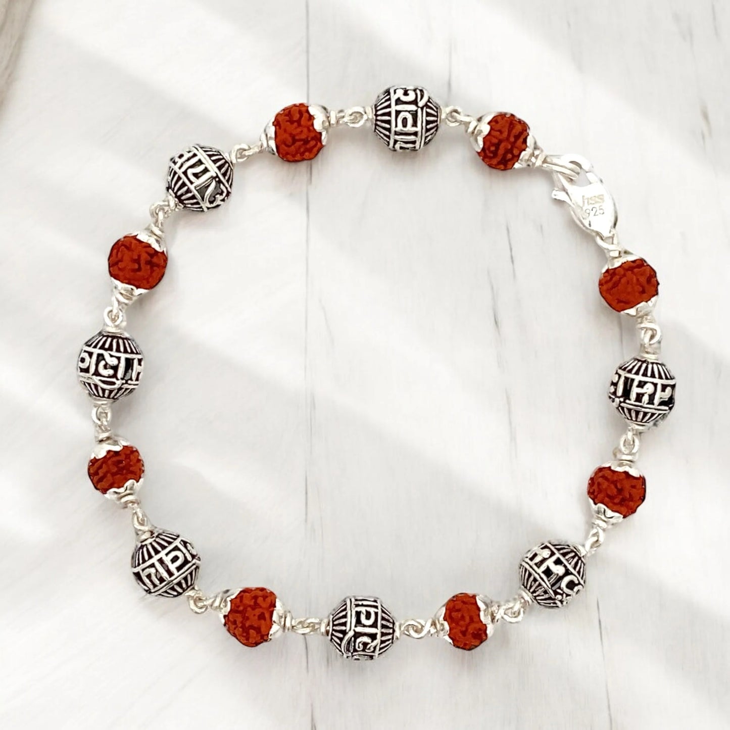 Silver Om Namah Shivay Rudraksha Bracelet