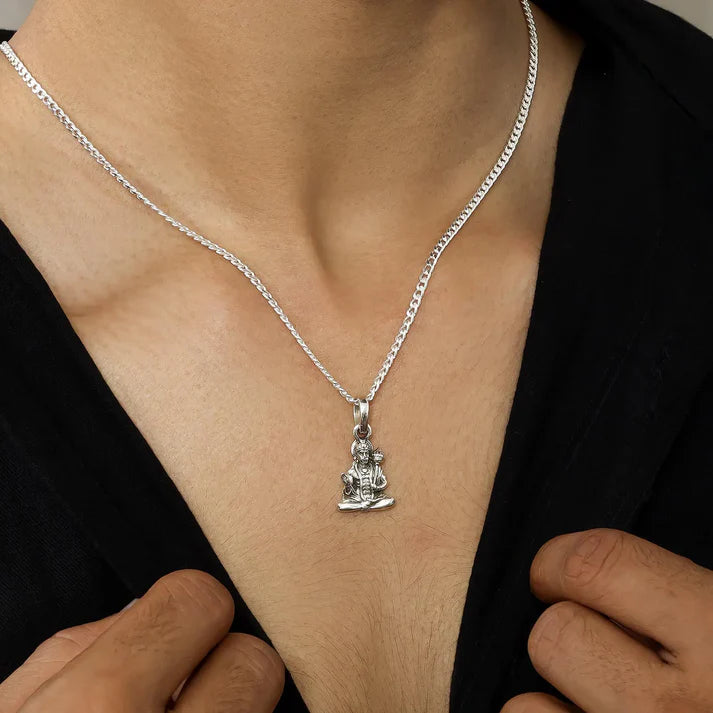 Oxidized Hanuman ji Silver Pendant