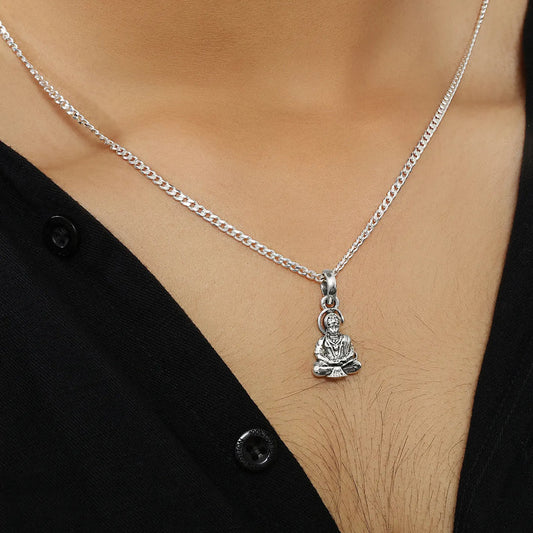 Pure Silver Meditating Hanuman Ji Pendant