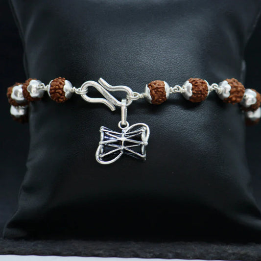 New Silver Damru Rudraksha Bracelet