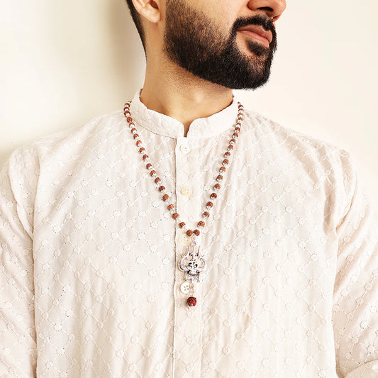 OM Shiva Trishool Rudraksha Necklace 54 Beads